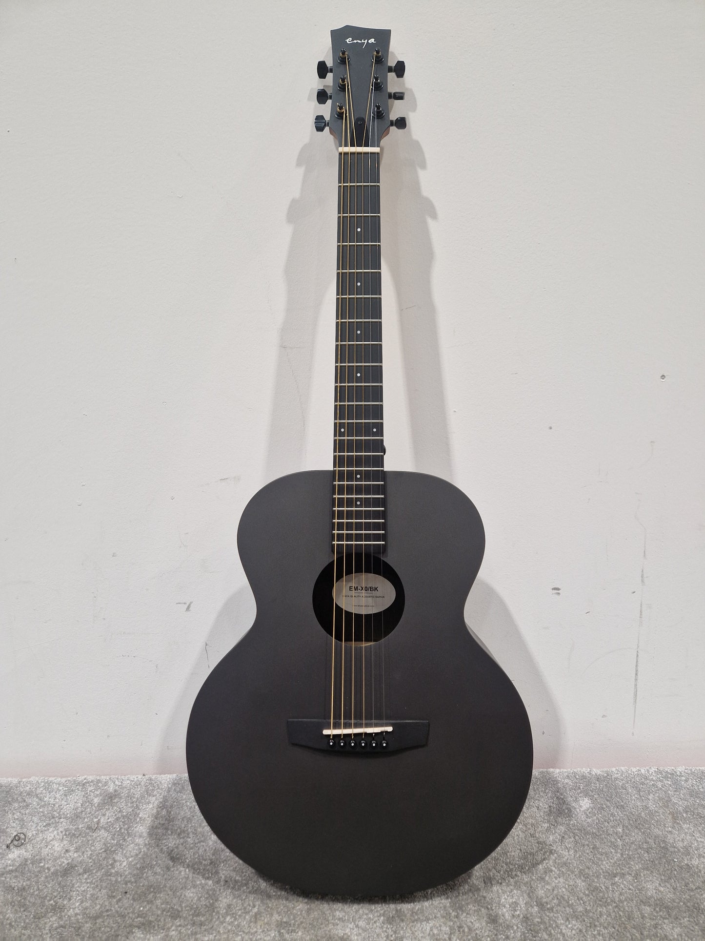 Enya Em/x0/bk Acoustic Guitar - Carbon Fiber Construction, Travel-Friendly - Excellent w/ Soft Case
