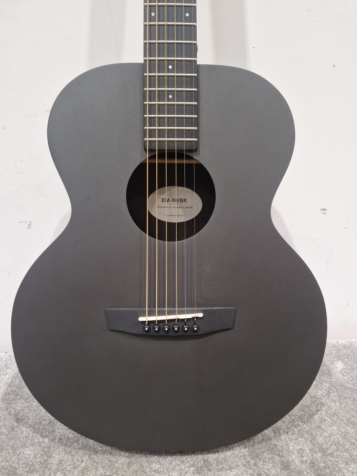 Enya Em/x0/bk Acoustic Guitar - Carbon Fiber Construction, Travel-Friendly - Excellent w/ Soft Case