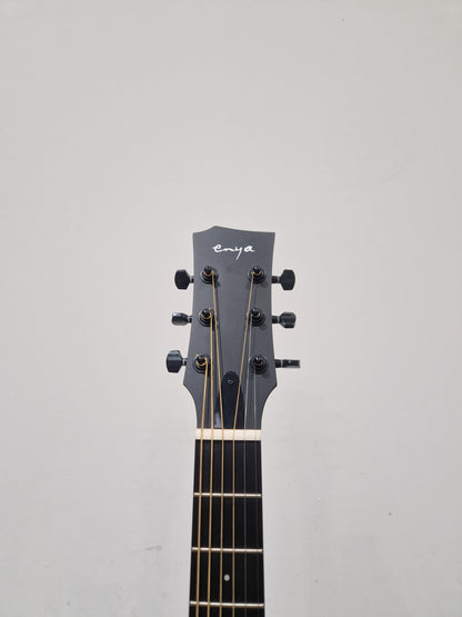Enya Em/x0/bk Acoustic Guitar - Carbon Fiber Construction, Travel-Friendly - Excellent w/ Soft Case