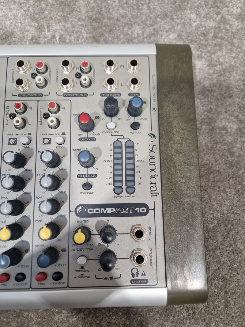 Soundcraft Compact 10 Mixer - 10 Channels, Compact Design - Very Good w/ Power Supply & Manuals - Image 5