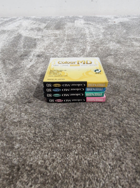 Maxell Colour MD 80 Blank Minidiscs - 4 Colours - New in Sealed Packs