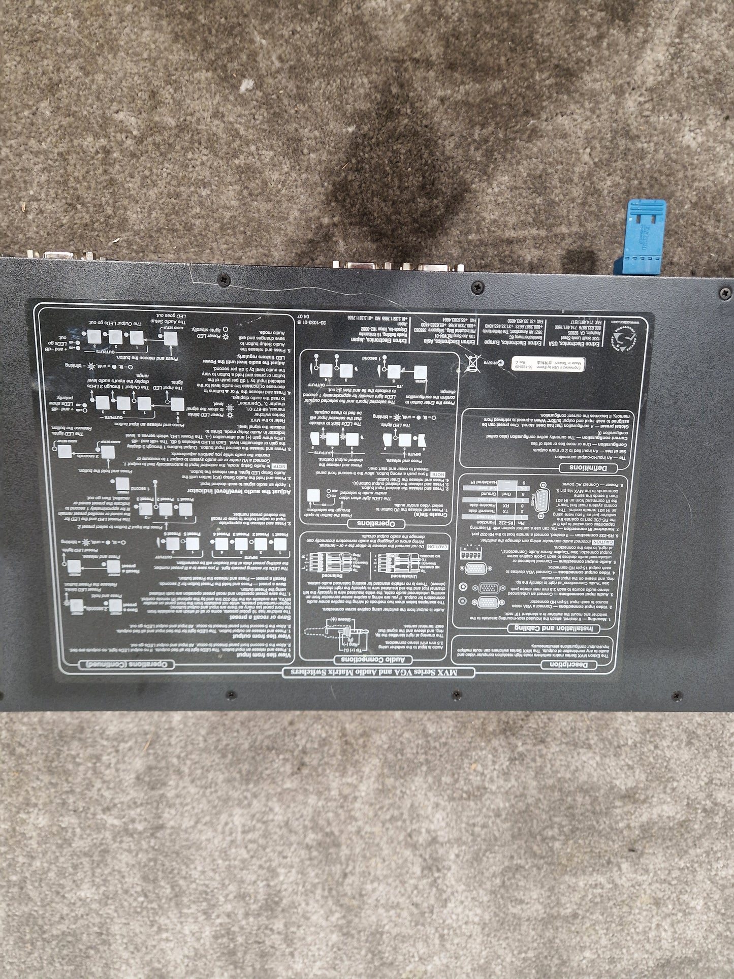 Extron MVX 44 Vga A Matrix Switcher - 4x4 VGA Matrix, High Resolution - Excellent w/ Original Box & Power Supply & Manuals