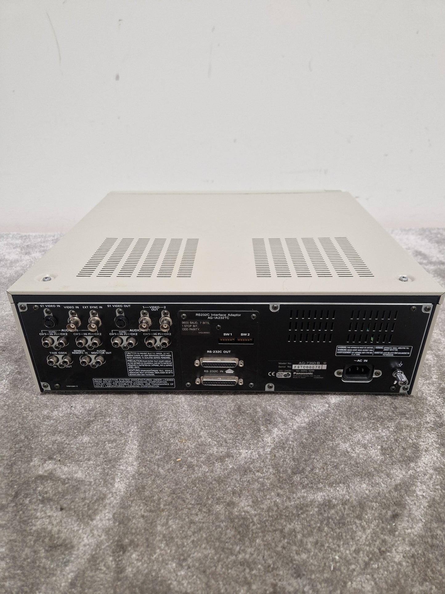 Panasonic Video Cassette Recorder Ag-7350 - Hi-Fi VCR, S-VHS Compatibility - Excellent