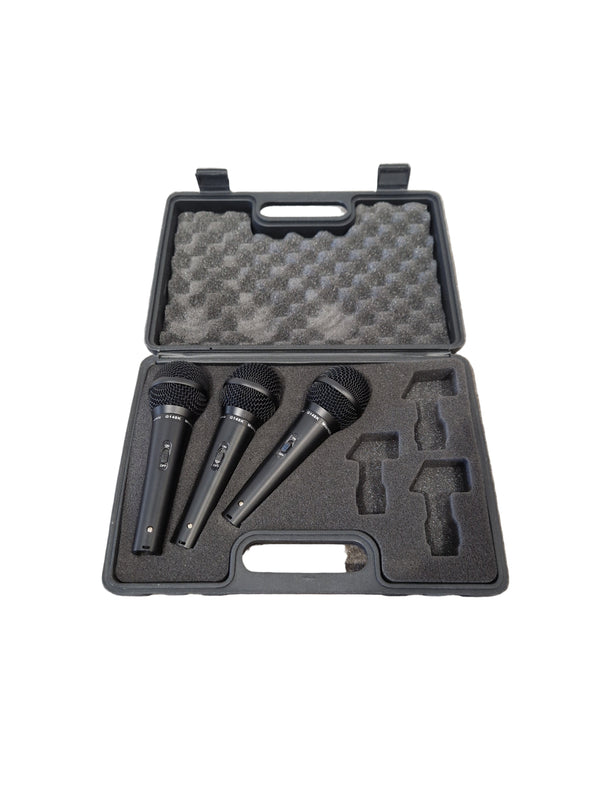 Dynamic G148k Microphone Set OF Three - Professional Vocal Microphones, Cardioid Pattern - Excellent w/ Hard Case