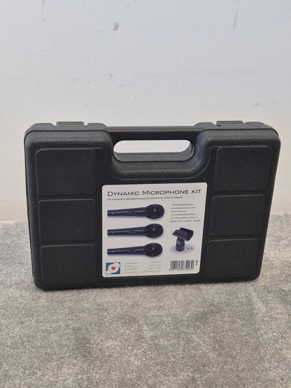 Soundlab Dynamic Microphone Kit - 3 Microphones / 3 Holders - Excellent w/ Hard Case