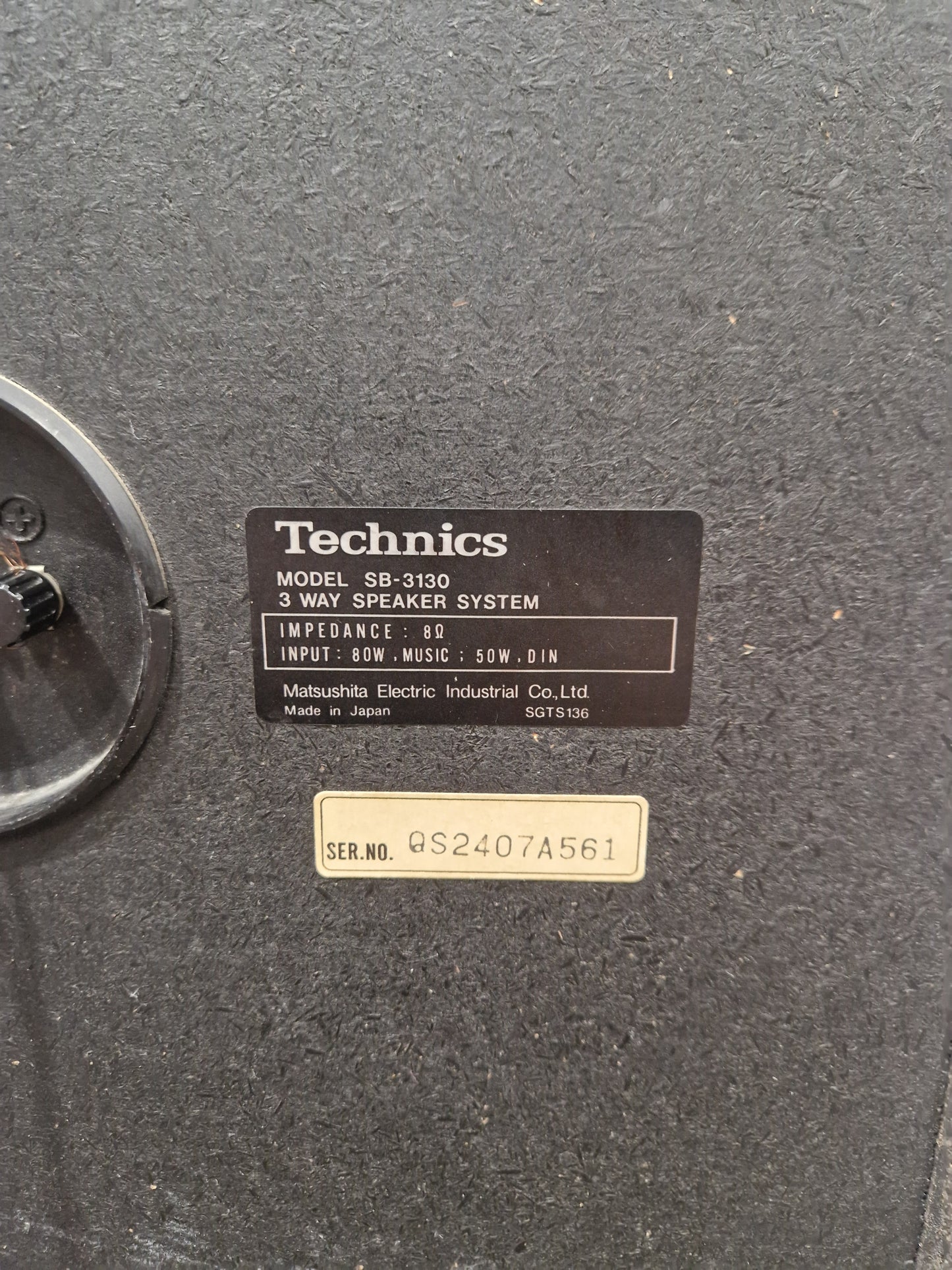 Technics Sb-3130 Pair of Speakers - 3-Way Design, 50W Power - Very Good w/ Manuals