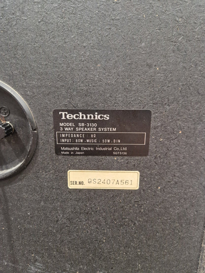 Technics Sb-3130 Pair of Speakers - 3-Way Design, 50W Power - Very Good w/ Manuals