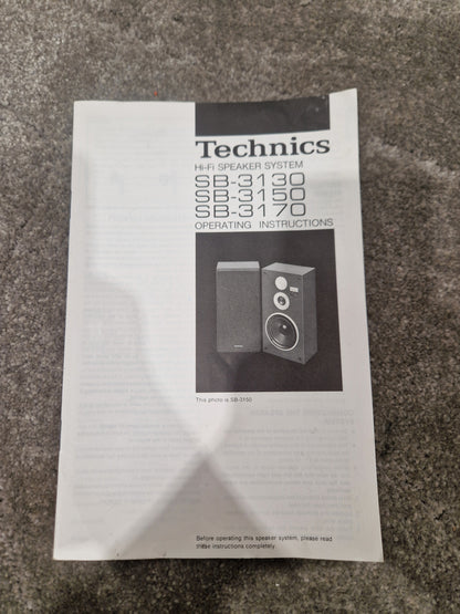 Technics Sb-3130 Pair of Speakers - 3-Way Design, 50W Power - Very Good w/ Manuals
