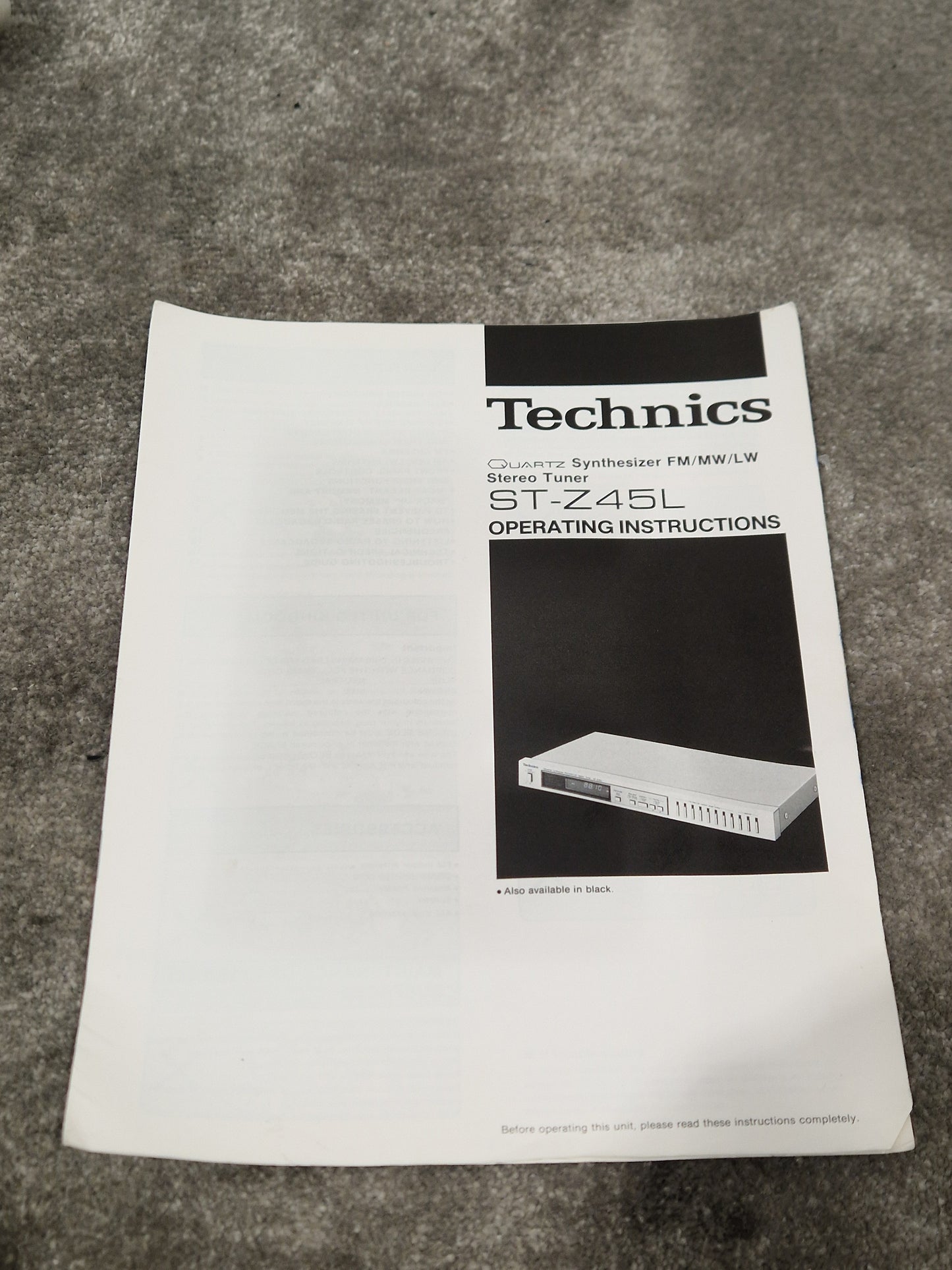 Technics St-z45l Tuner - Stereo FM/AM Tuner - Very Good w/ Manuals