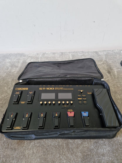 Boss Gt-100+ Guitar Effects Processor - 100 Presets, EZ Tone - Very Good w/ Power Supply & Manuals & Soft Case