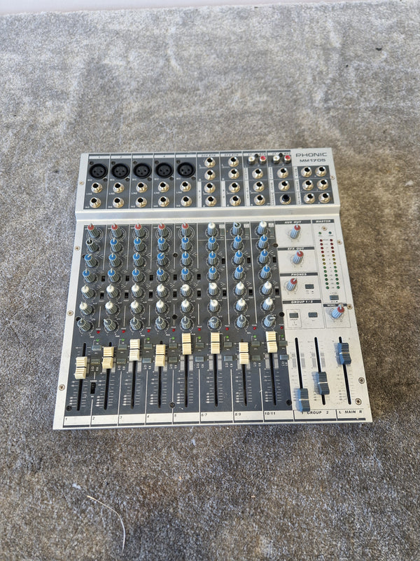 Phonic MM1705 Mixer - 8-Channel Compact Design - Good w/ Power Supply