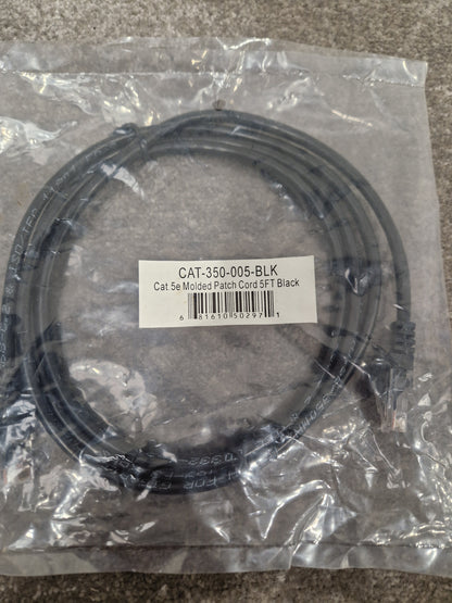 Cat Ethernet Cable 5FT Black - High-Speed Data Transfer - Excellent w/ Original Packet