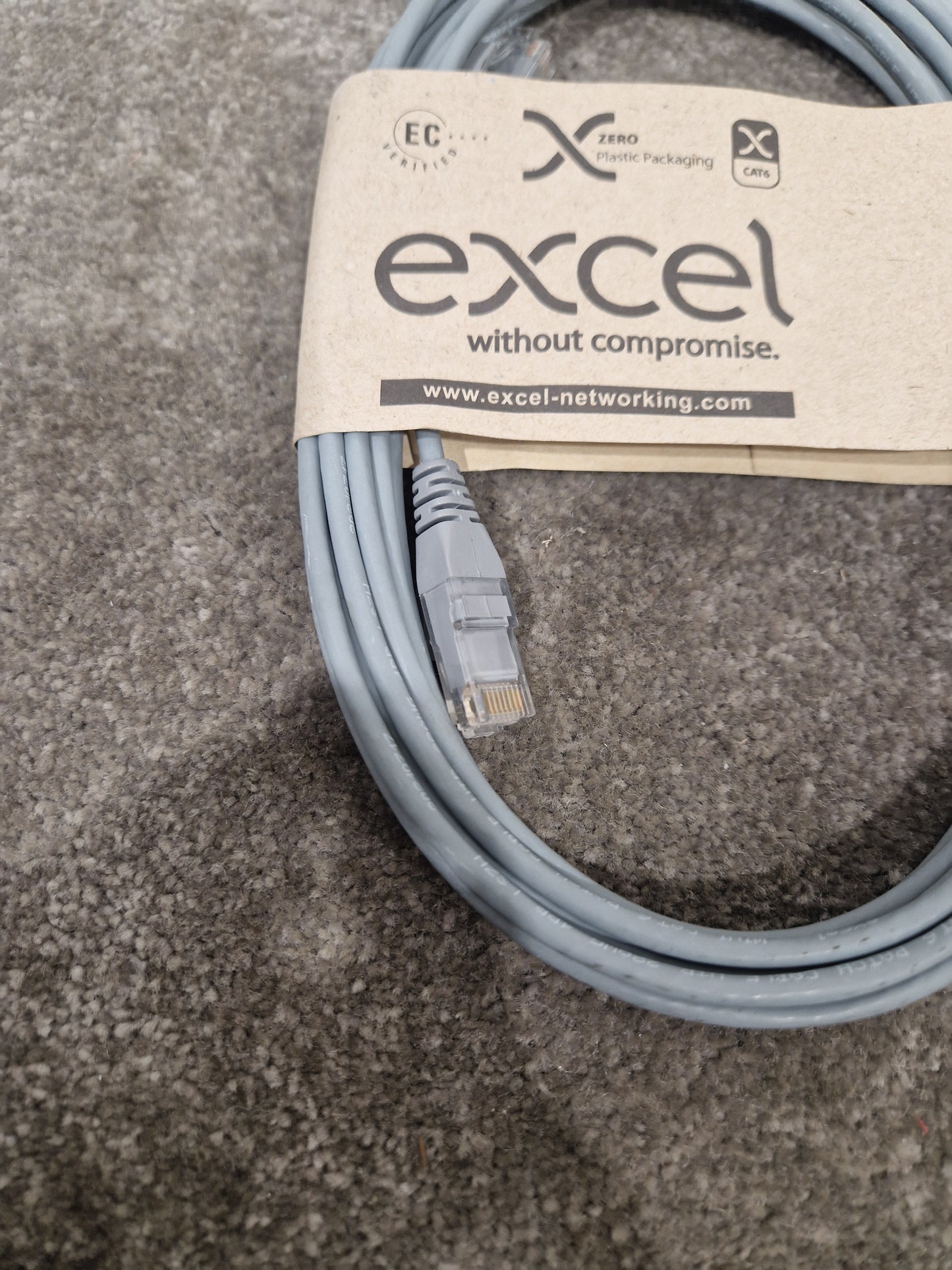 Excel CAT6A 5M Ethernet Cable Grey - High-Speed Data Transfer - Excellent