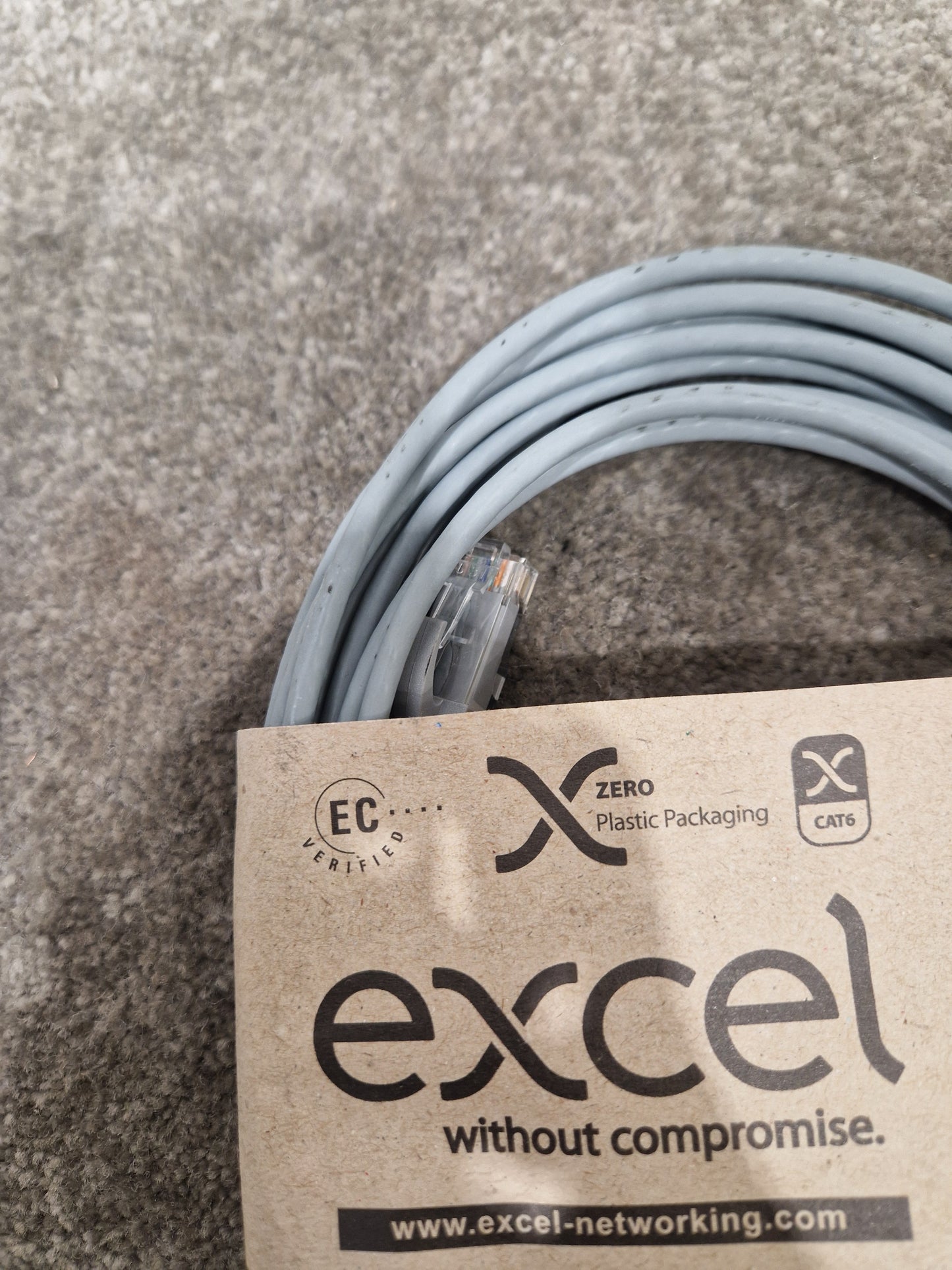 Excel CAT6A 5M Ethernet Cable Grey - High-Speed Data Transfer - Excellent