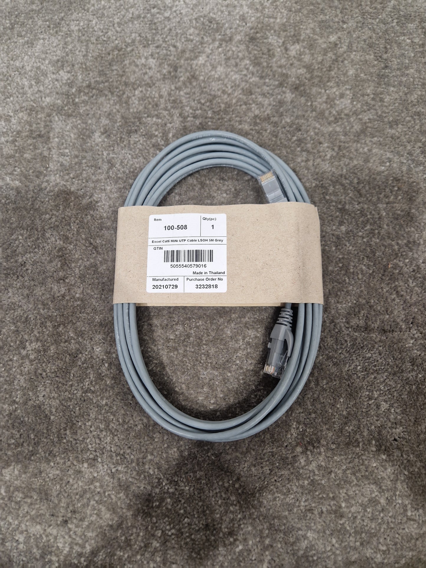 Excel CAT6A 5M Ethernet Cable Grey - High-Speed Data Transfer - Excellent