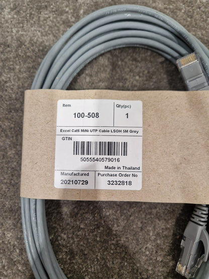 Excel CAT6A 5M Ethernet Cable Grey - High-Speed Data Transfer - Excellent
