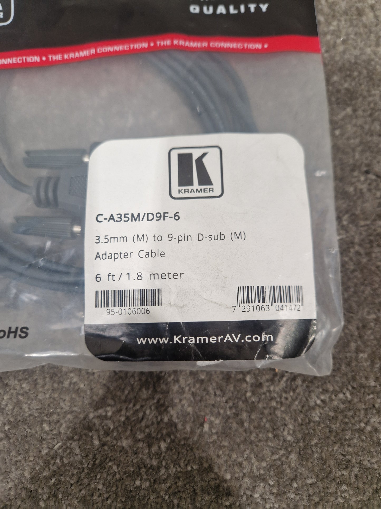 Kramer C-a35m/D9f-6 Cable 6FT - High-Quality Audio Connection - Excellent w/ Original Packing