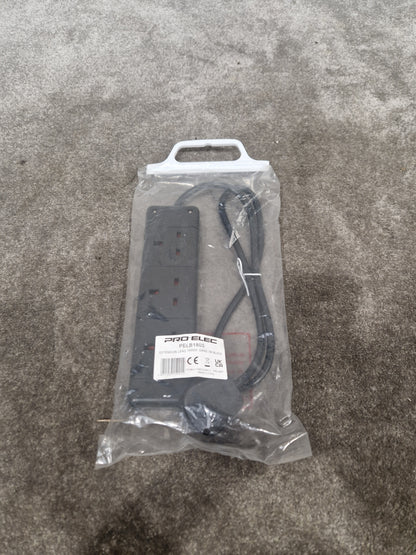 PRO-ELEC Extension Lead Three Gang 1M Black - Durable Power Solution - Excellent w/ Original Packaging