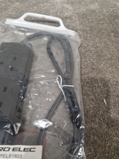 PRO-ELEC Extension Lead Three Gang 1M Black - Durable Power Solution - Excellent w/ Original Packaging