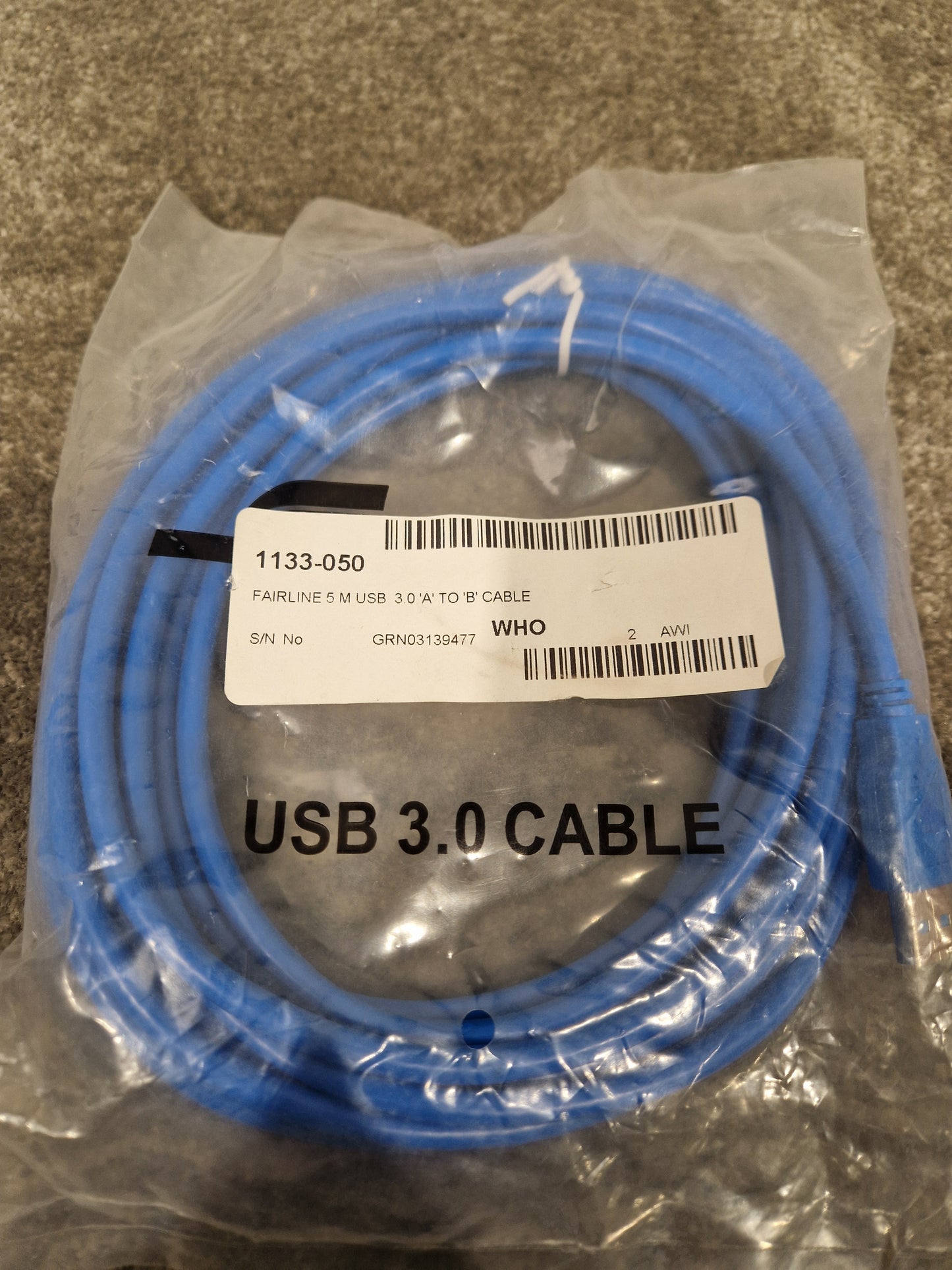Fairline 5M USB Cable Blue - High-Speed Data Transfer - Excellent w/ Original packaging