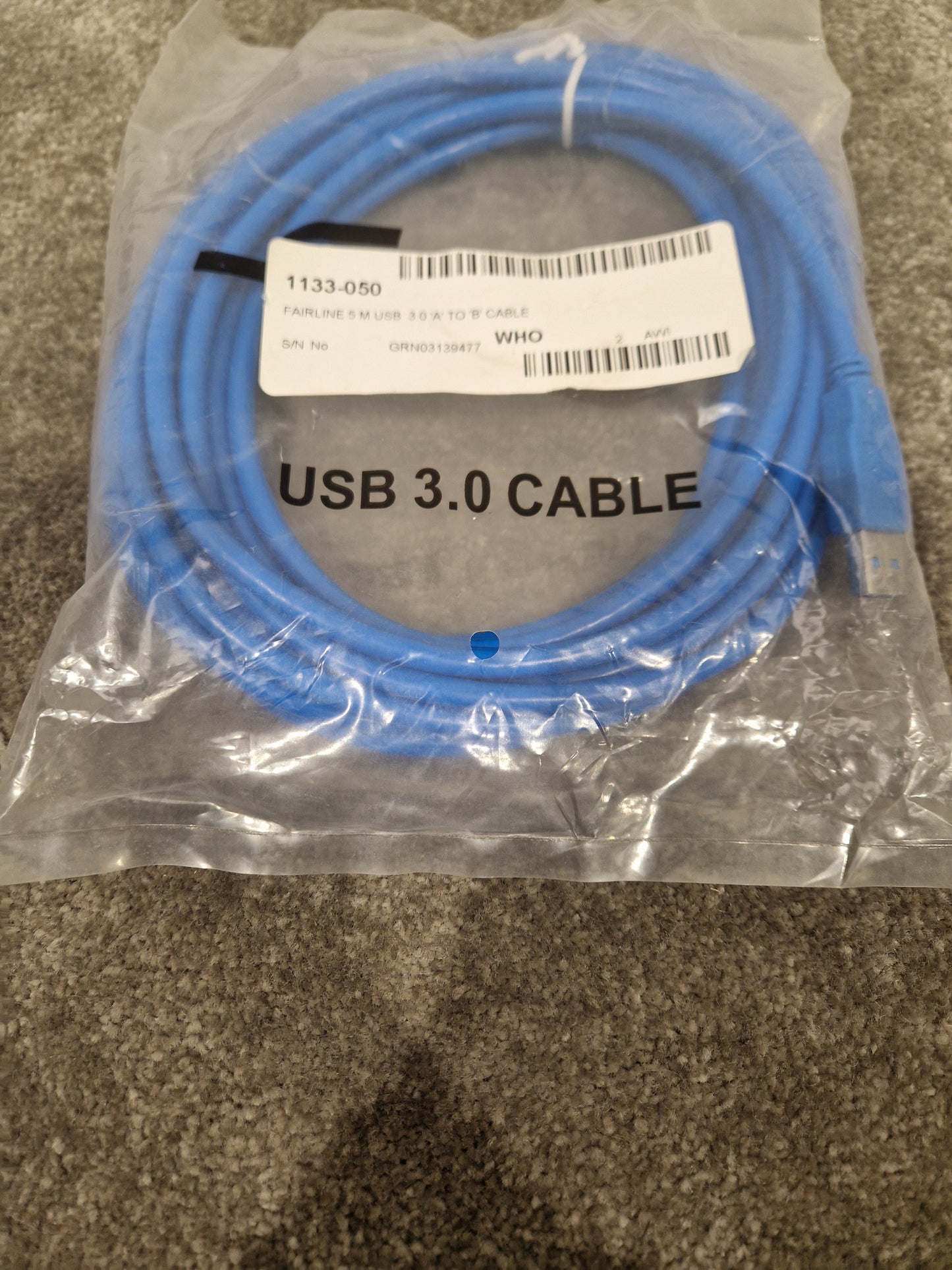 Fairline 5M USB Cable Blue - High-Speed Data Transfer - Excellent w/ Original packaging