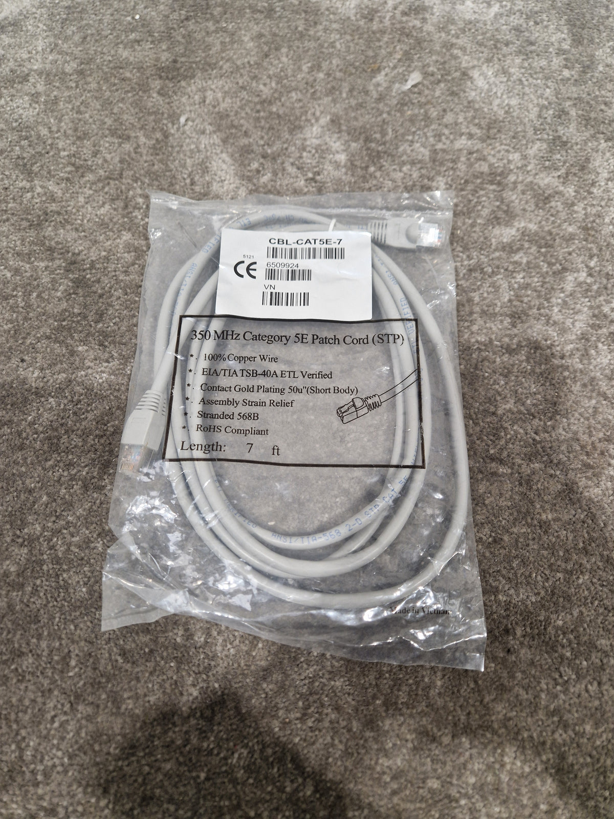Grey 7FT Long Ethernet Cable - High-Speed Data Transfer - Excellent w/ Original packaging