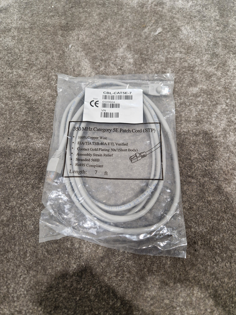 Grey 7FT Long Ethernet Cable - High-Speed Data Transfer - Excellent w/ Original packaging - Image 1