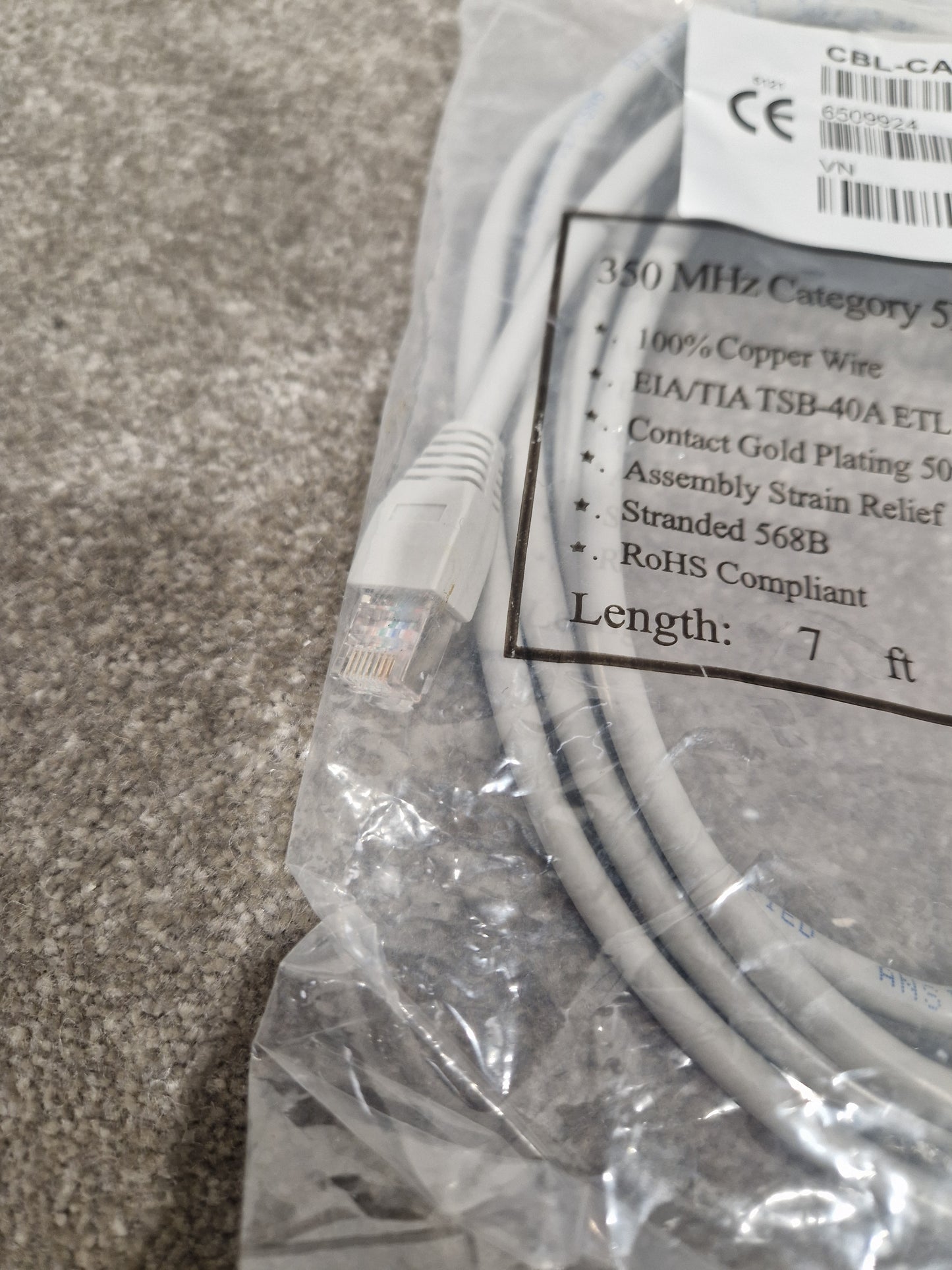 Grey 7FT Long Ethernet Cable - High-Speed Data Transfer - Excellent w/ Original packaging