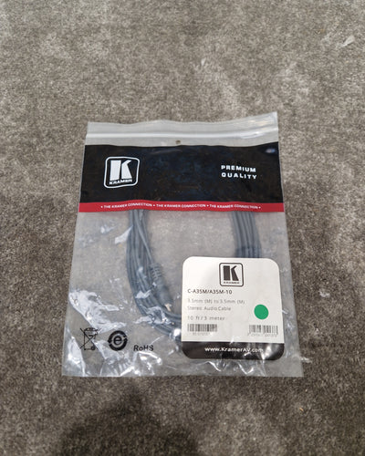 Kramer C-A35M/A35M-10 3.5mm TO 3.5mm Cable - High-Fidelity Audio Transfer - Excellent w/ Original packaging