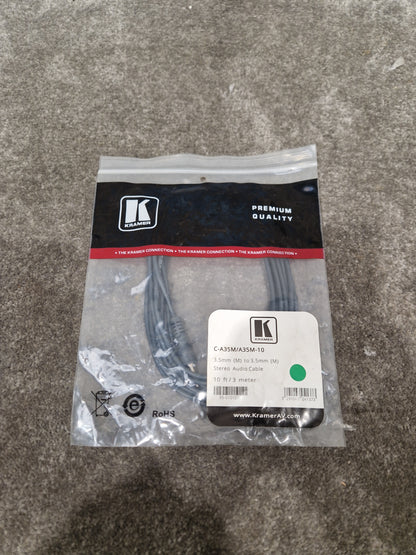 Kramer C-A35M/A35M-10 3.5mm TO 3.5mm Cable - High-Fidelity Audio Transfer - Excellent w/ Original packaging