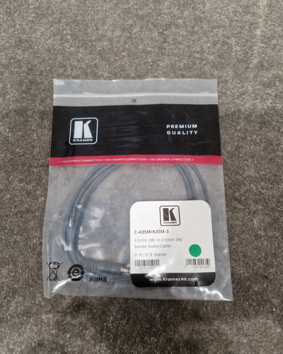 Kramer 3.5mm TO 3.5mm Cable 3FT - Premium Audio Connection - Excellent w/ Original packaging