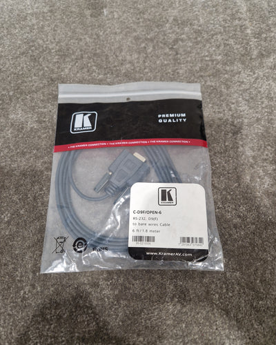 Kramer RS-232 D9(f) TO Bare Wires Cable 6FT - High-Quality Signal Transfer - Excellent w/ Original Packaging