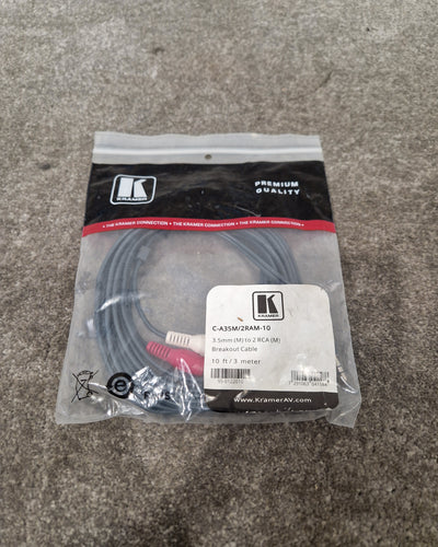 Kramer 3.5mm TO 2 RCA 10FT - Audio Cable Adapter - Excellent w/ Original Packaging