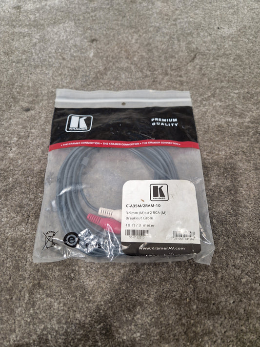 Kramer 3.5mm TO 2 RCA 10FT - Audio Cable Adapter - Excellent w/ Original Packaging