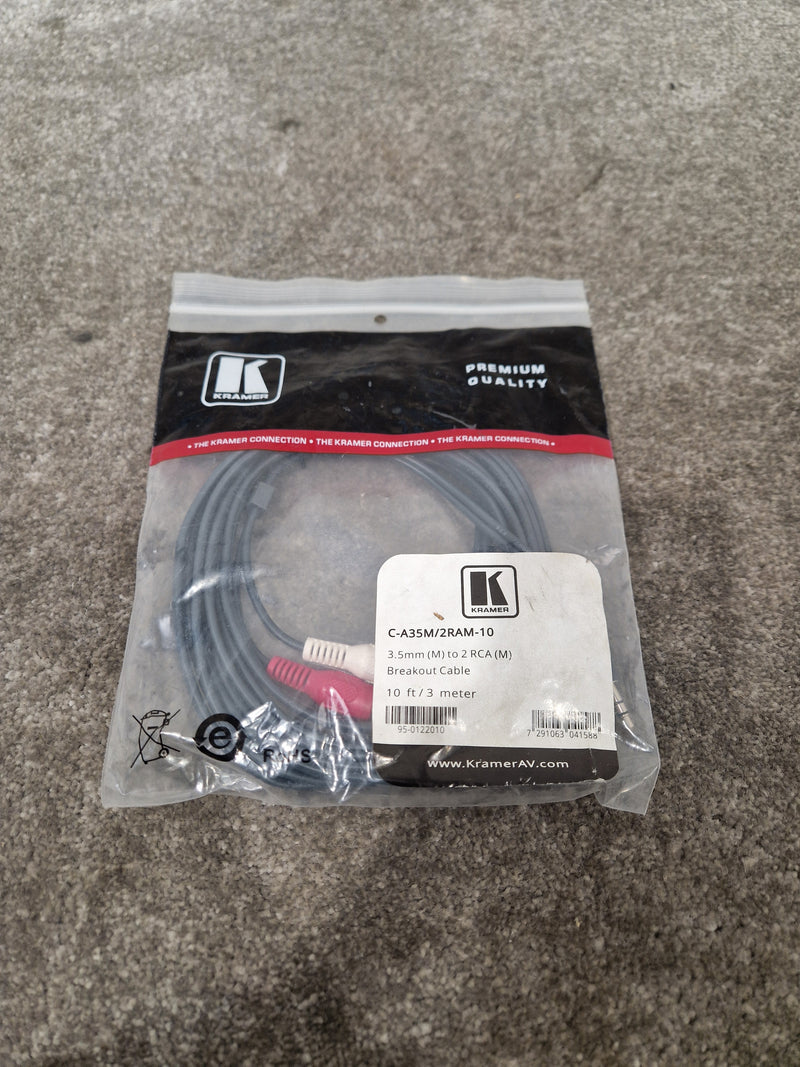 Kramer 3.5mm TO 2 RCA 10FT - Audio Cable Adapter - Excellent w/ Original Packaging - Image 1