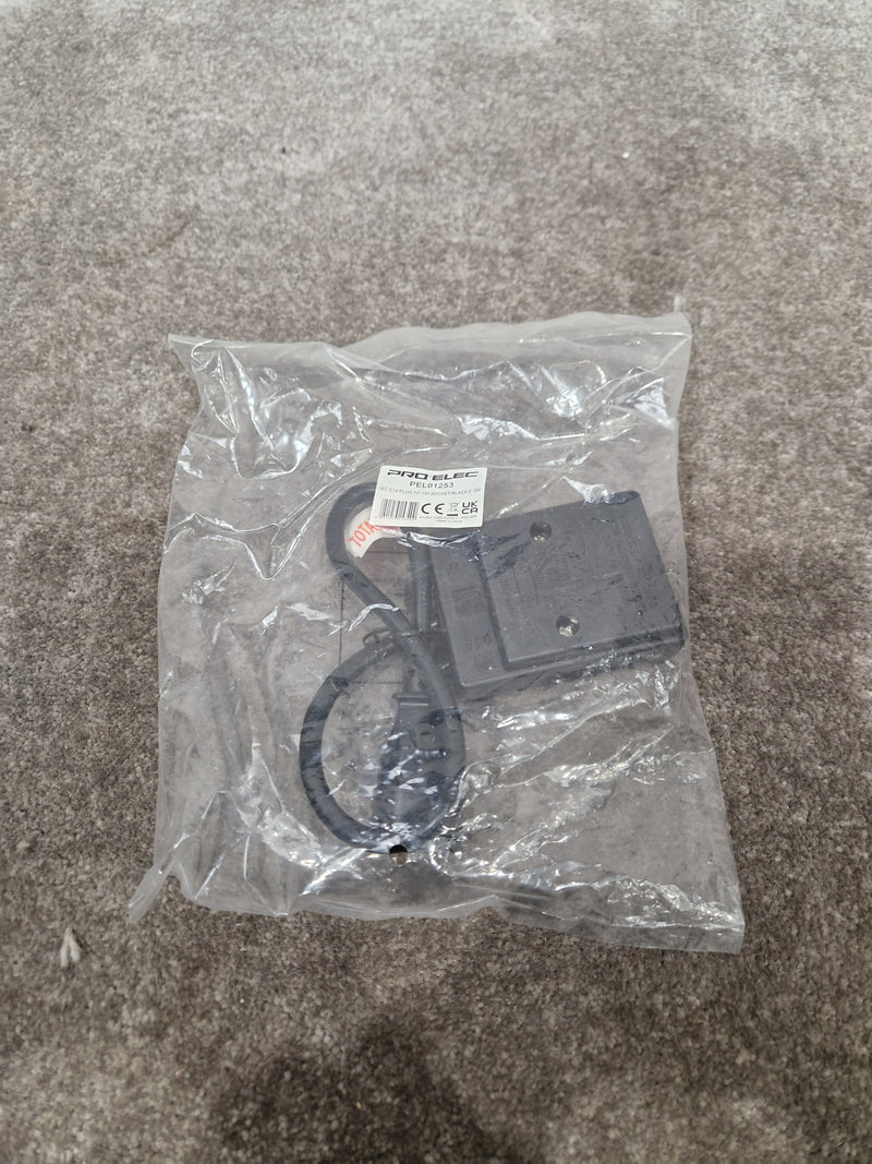 PRO-ELEC IEC C14 Plug TO 13A Socket Black 0.5m - Power Extension Cable - Excellent w/ Original Packaging - Image 1