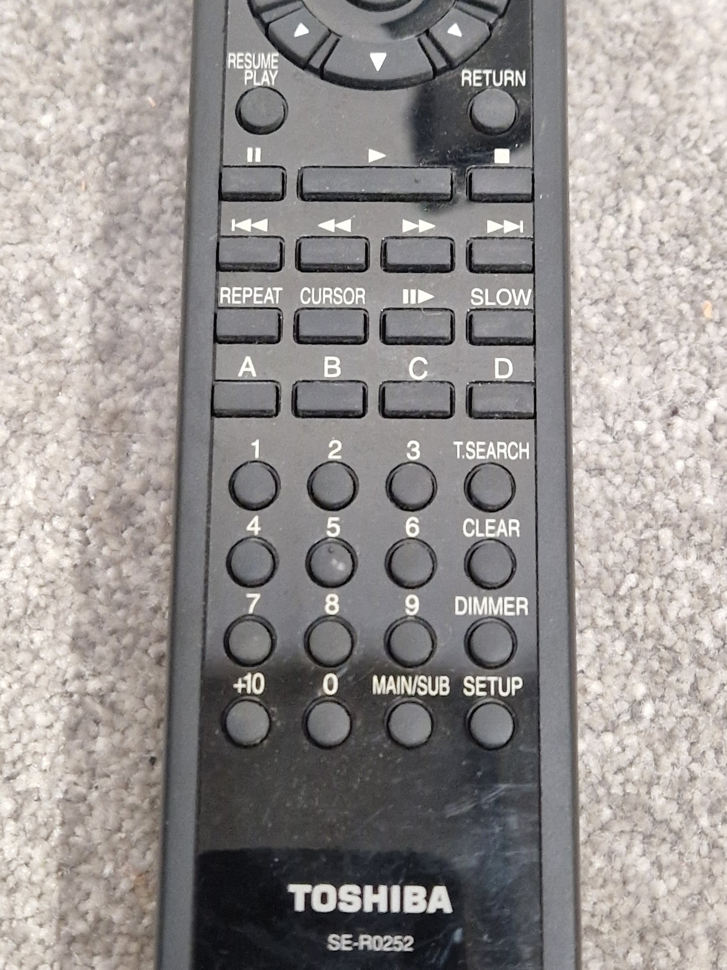 Toshiba SE-R0252 For DVD Unit - Remote Control Compatible - Excellent