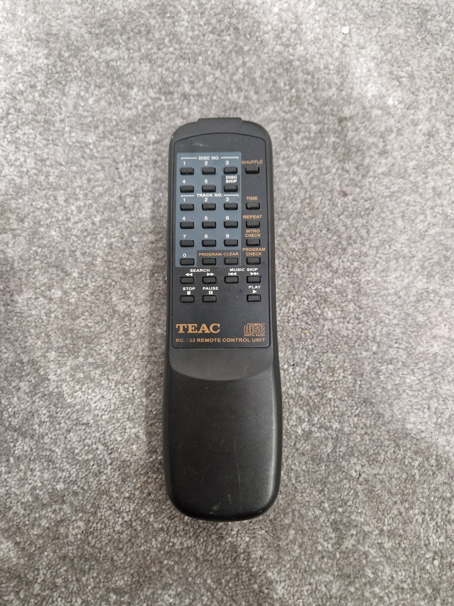 Teac RC-722 Remote For Compact Disc Player - Rare Replacement Remote - Excellent