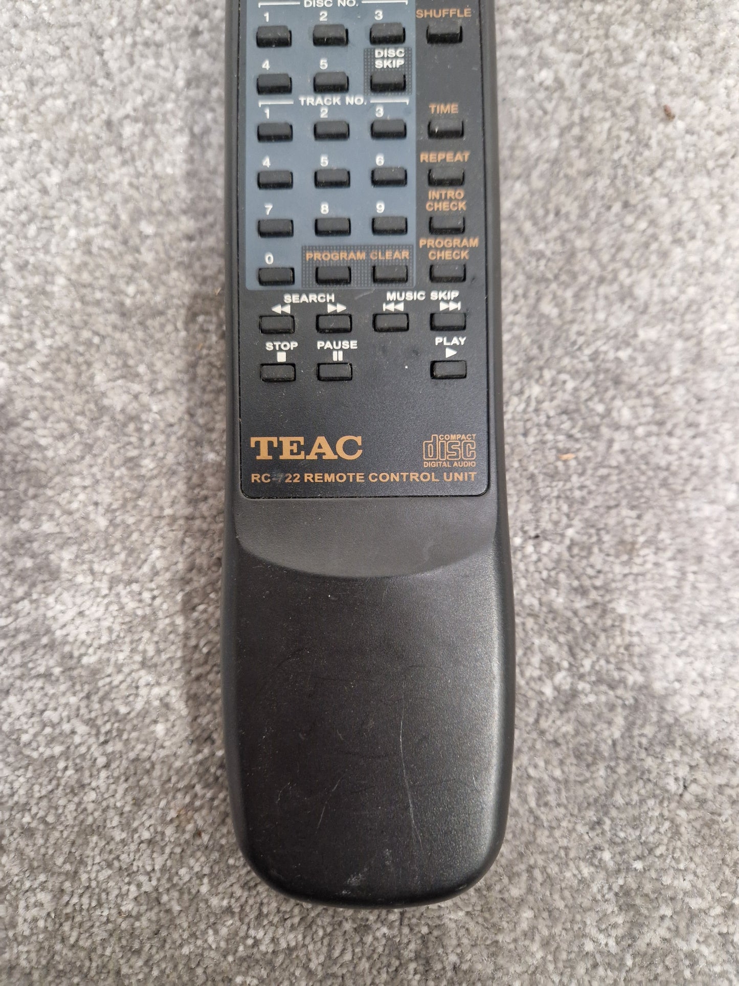 Teac RC-722 Remote For Compact Disc Player - Rare Replacement Remote - Excellent