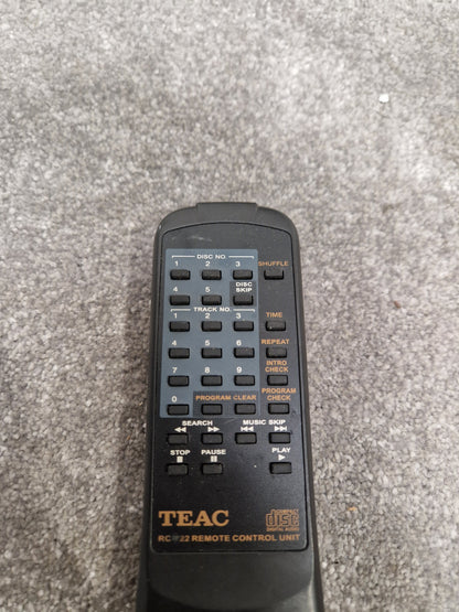 Teac RC-722 Remote For Compact Disc Player - Rare Replacement Remote - Excellent