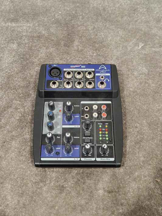 Wharfedale Pro Connect 502 Compact Mixer - 5-Channel Audio Control - Excellent w/ Original Box & Power Supply
