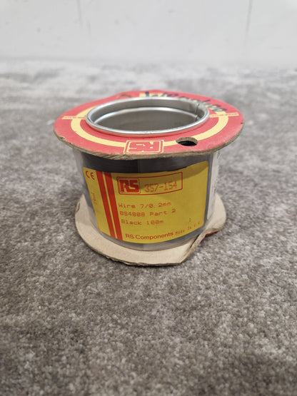 RS 7/0.2mm Equipment Wire Type 2 Black 100 Metres - Durable Insulation - Excellent