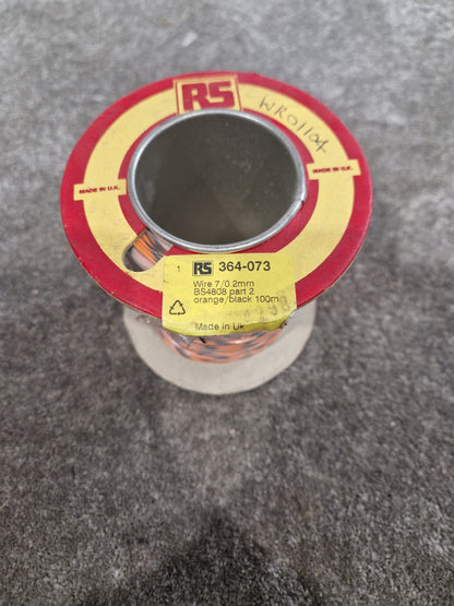 RS 7/0.2mm Equipment Wire Type 2 Orange And Black 100 Metres - Durable Insulation - Excellent
