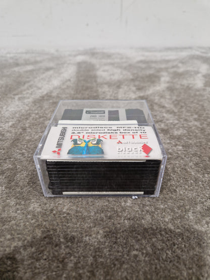 Mitsubishi Microdiscs MF2-HD Set OF-10 Black - High-Density Storage - Excellent w/ Plastic case