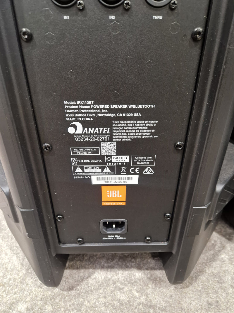 JBL IRX112BT 12” Active PA Speakers (Pair) - Bluetooth Audio Streaming - Excellent - Image 8