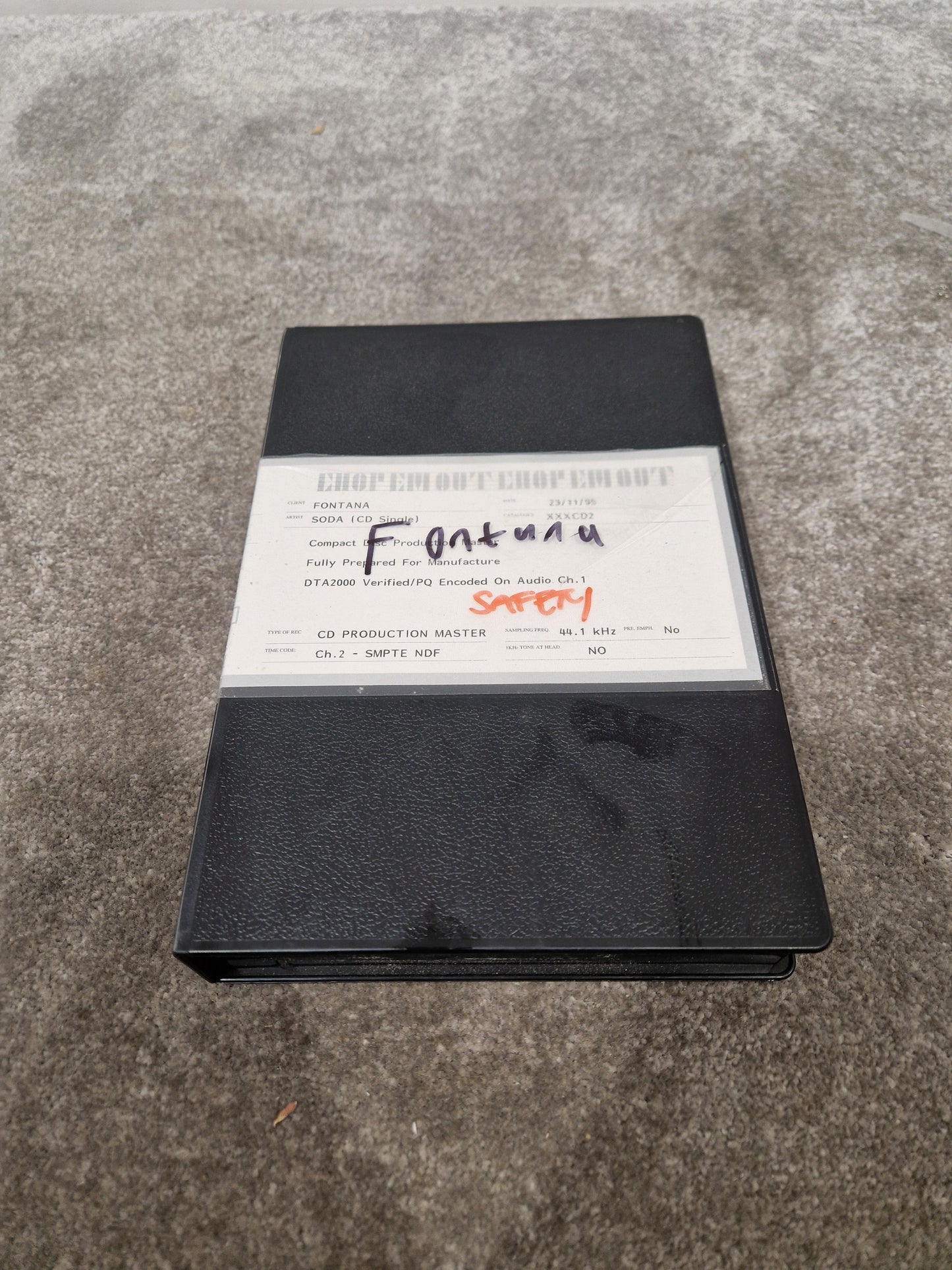 Soda – Britpop Band Collectible CD Production Master Tape – Excellent w/ Manufacturer-Ready Label