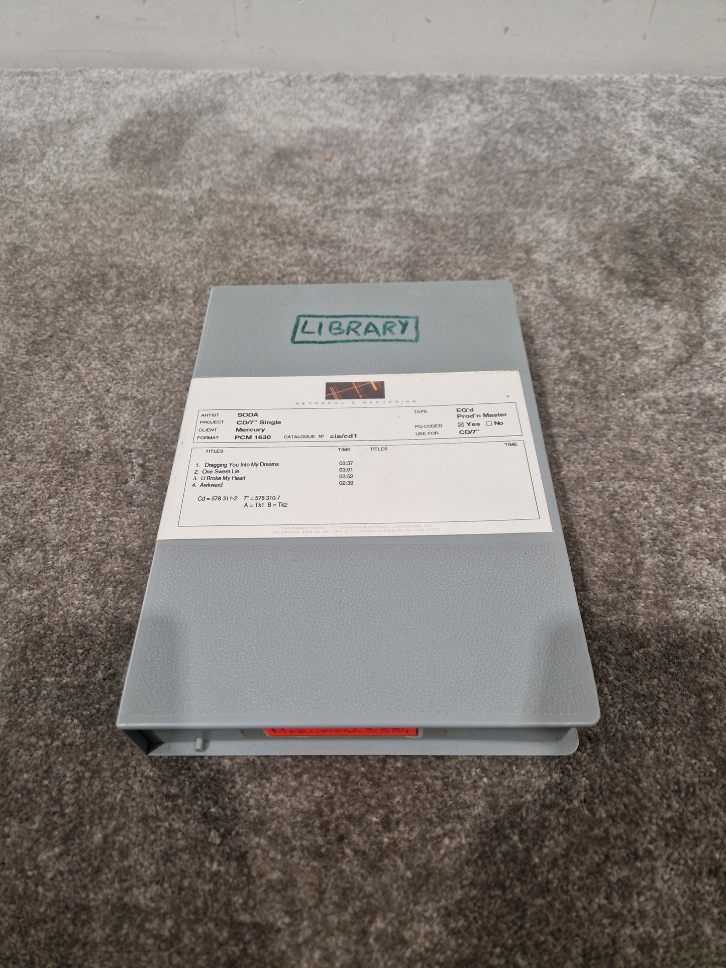 Soda – Britpop Band Collectible Metropolis PCM 1630 Master – Excellent w/ CD/7" Production Label