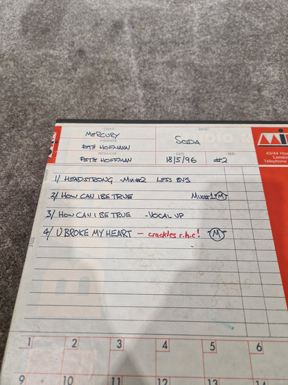 Soda – Britpop Band Collectible Milo Studio Mixes on Reel #2 – Very Good w/ Box & Engineer Notes