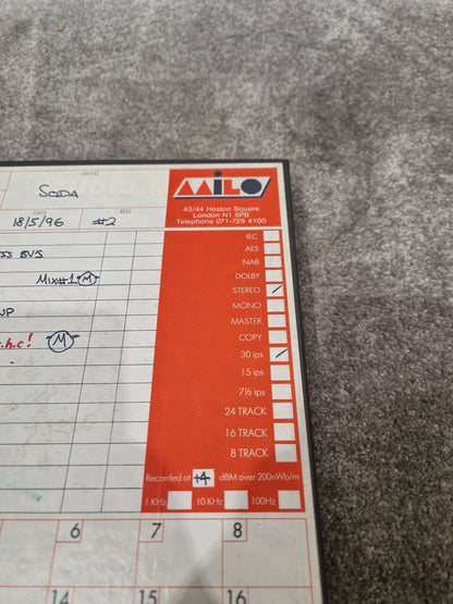 Soda – Britpop Band Collectible Milo Studio Mixes on Reel #2 – Very Good w/ Box & Engineer Notes