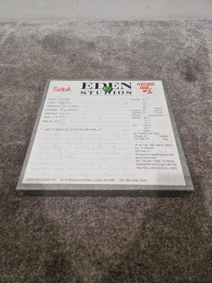 Soda – Britpop Band Collectible Eden Studio Master Reel #3 – Very Good w/ Box & Session Log
